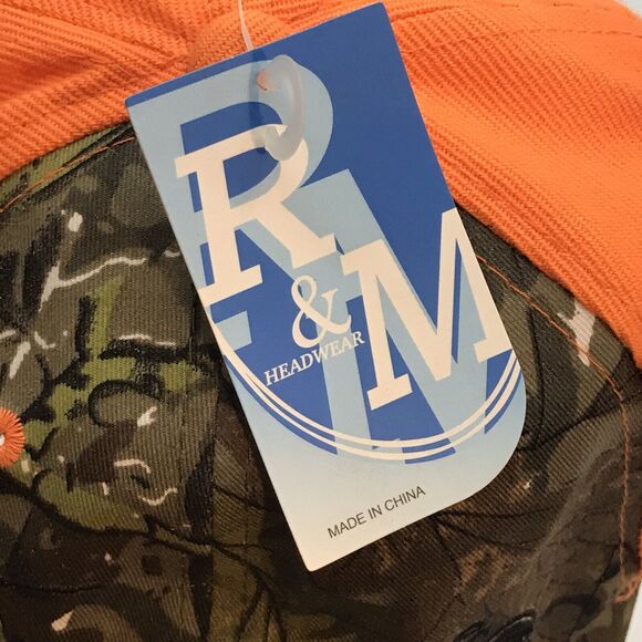 NEW I'd Rather Be Hunting Embroidered Ball Cap Adjustable OS Camo & Orange Hat - Picture 8 of 8